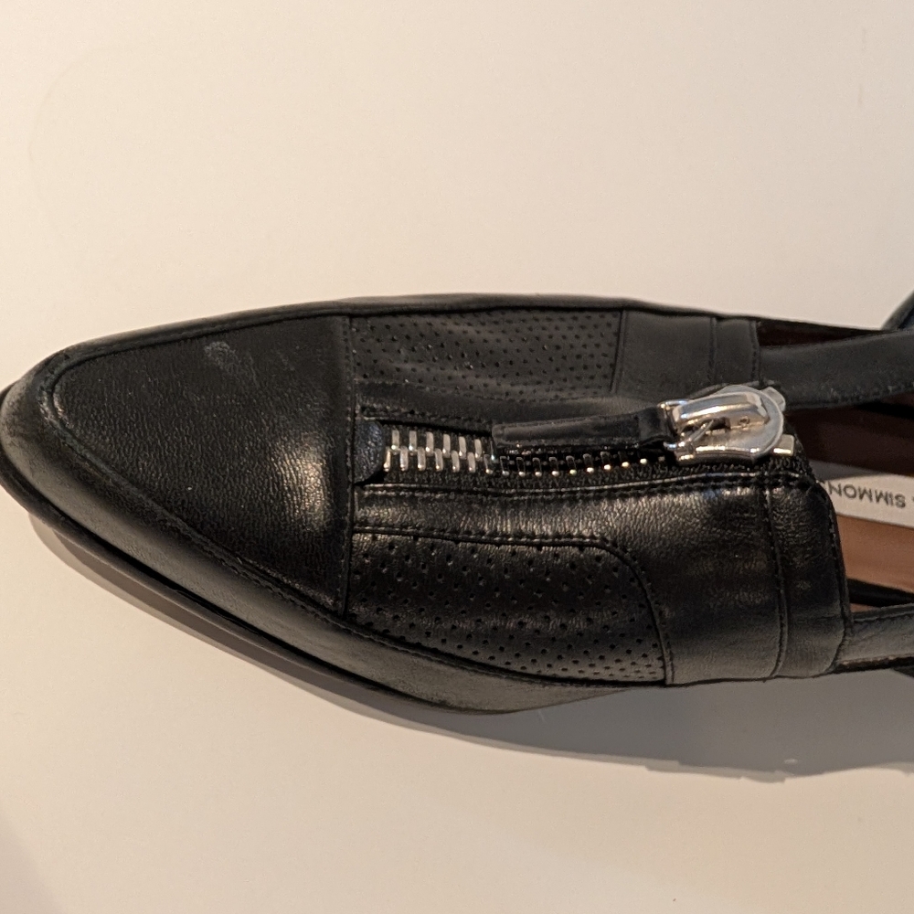 Tabitha Simmons Black Pump w Zipper & Chain Detail. EU Sz.40 Leather Made In Ita - Picture 10 of 16